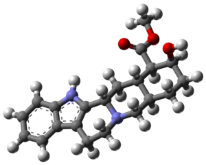 Chemical structure of Yohimbine, which is Yohimbe's "active ingredient. Image By MindZiper (Own work) [CC BY-SA 4.0], via Wikimedia Commons