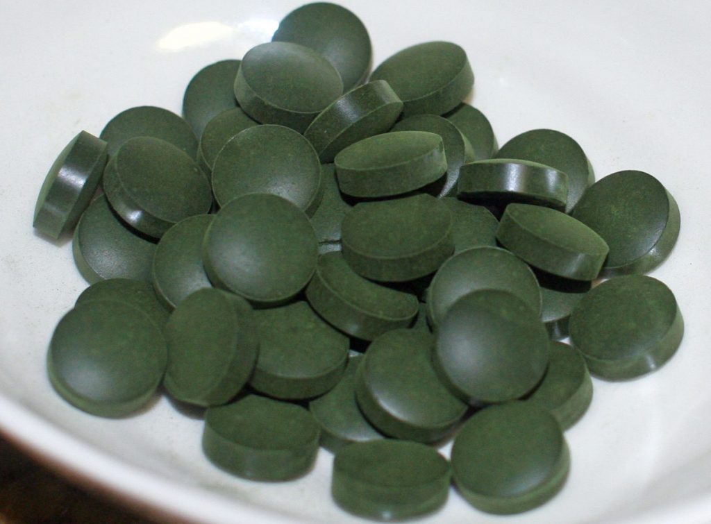 Spirulina tablets.