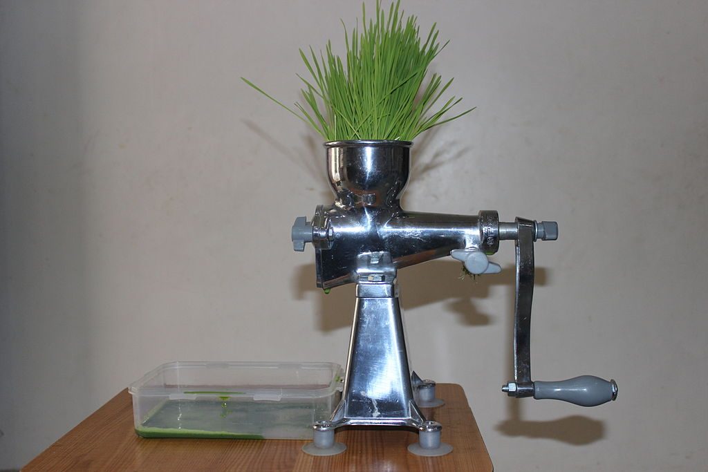 Home-made wheat grass juice is a popular health drink.