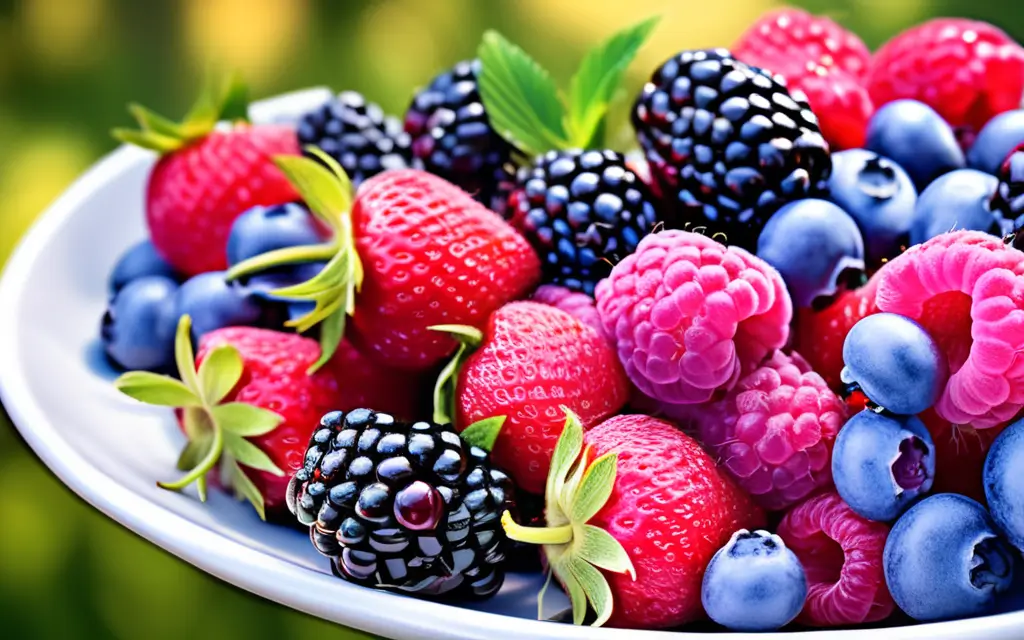 A plate full of antioxidant-rich berries.