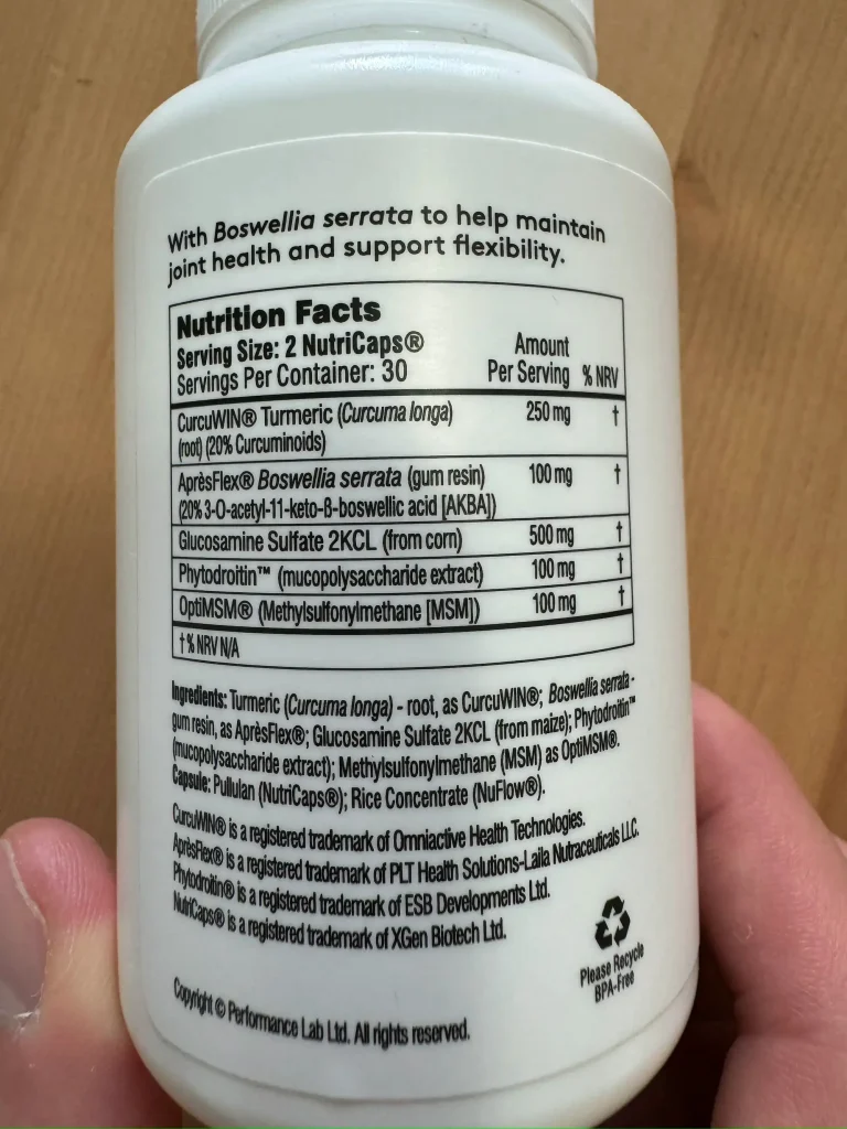 Performance Lab Flex Ingredient Label